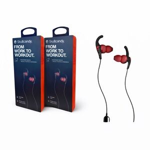 YES 2 Skullcandy Set Sport Earbuds, Black/Speckle/Red Brand-New, Factory Sealed!